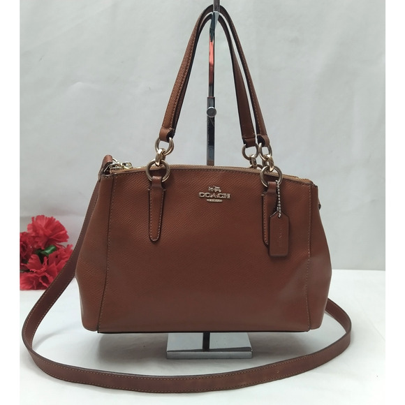 Coach Christie Brown Leather Carryall Zipper Closure Satchel Bag - Picture 1 of 16
